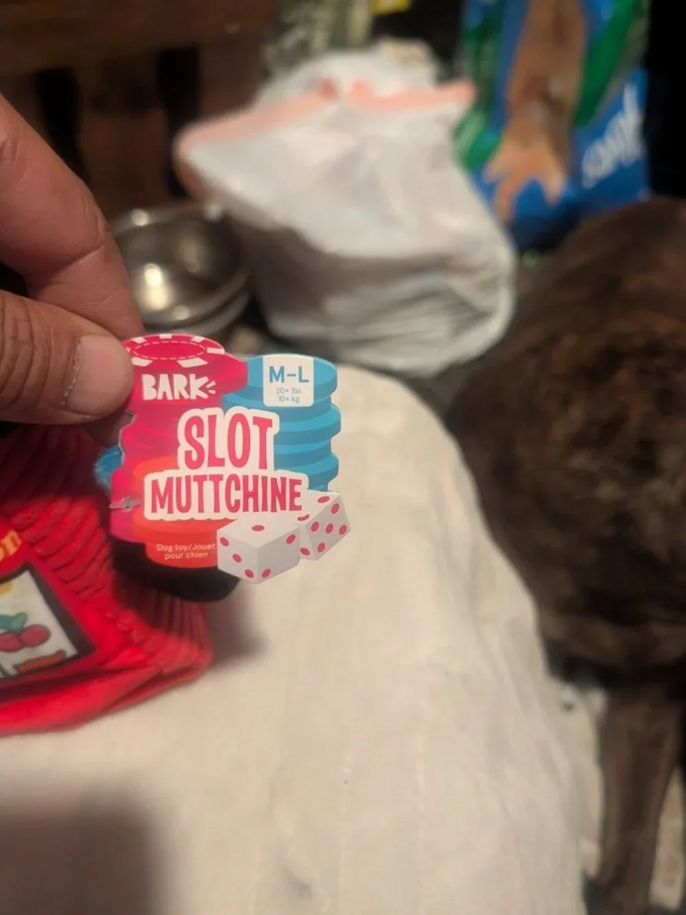 Bark Dog Toy Slot Muttchine Treat Hiding Crinkle Fetch Barkagio New M L Barkbox